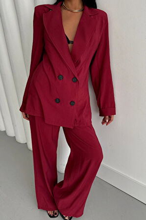 MODAL 4 DÜĞME ASTARSIZ CEKET - PANTOLON TAKIM - Bordo