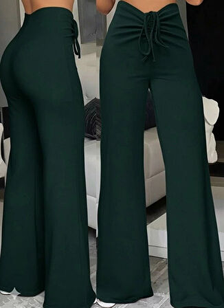 Kadın Yüksek Bel önden Büzgülü Ispanyol Ithal Krep Pantolon