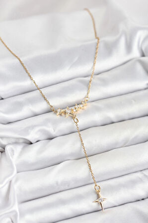 316L Çelik Zincir Gold Renk Yıldız Model Y Kadın Kolye