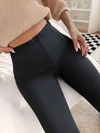 Kadın Yüksek Bel önden Fermuarlı Dalgıç Tayt