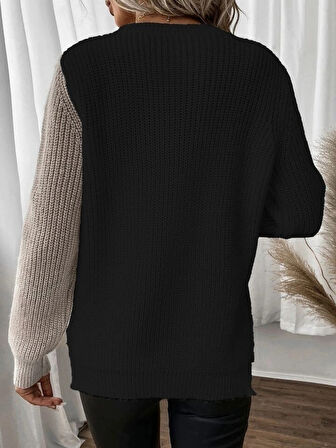 Kadın Uzun Kollu üç Renk Triko Bluz