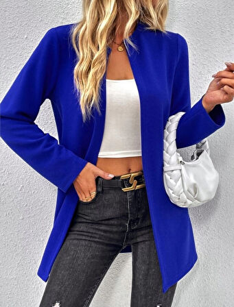 Kadın Uzun Kollu önü Açık Uzun Modal Ceket