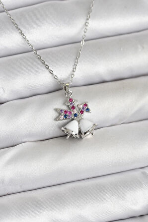 316L Çelik Zincir Gümüş Renk Chirtsmas Bell Model Yılbaşı Temalı Kadın Kolye