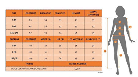 Kadın Uzun Kollu Bisiklet Yaka Desenli Iki Iplik Bluz Ve Viskon Iki Iplik Pantolon Ikili Takım