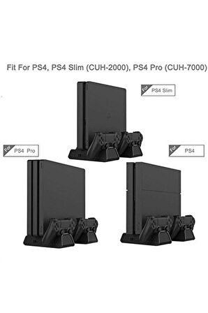 Playstation4 Slim Ps4 Pro Uyumlu Fanlı Stand Ve Oyun Kolu Usb Şarjlı Ps4 Şarj Standı Multifunctional