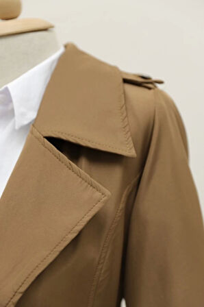 Astarlı Kemerli Trenckot -Taba