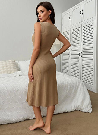 Kadın V Yakalı önden Düğmeli Kaşkorse Elbise