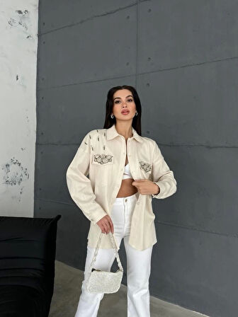 DENİZ KABUKLU GABARDİN GÖMLEK - Ham