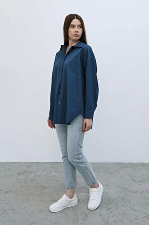 Uzun Kol Gömlek - İndigo