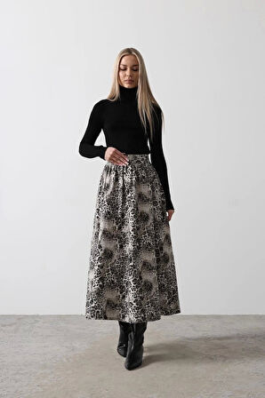 Kloş Leopar Desen Etek - Leopar