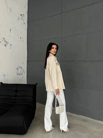 DENİZ KABUKLU GABARDİN GÖMLEK - Ham