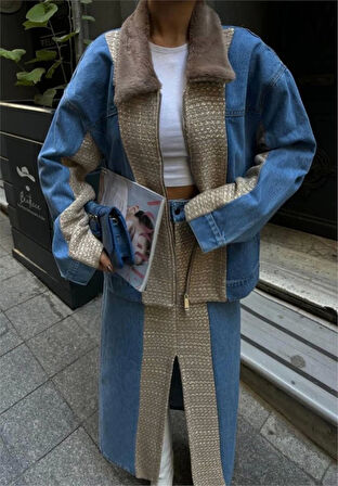 CHANEL GARNİLİ KOT MONT - Bej