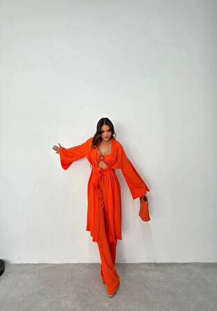 KRINKILL BÜSTİYER-PANTOLON-KİMONO TAKIM - Orange