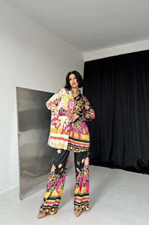 Desenli Gömlek Ve Desenli Pantolon Takım