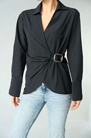 Kemerli Gömlek - Siyah