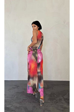 Renkli Batik Desenli Elbise