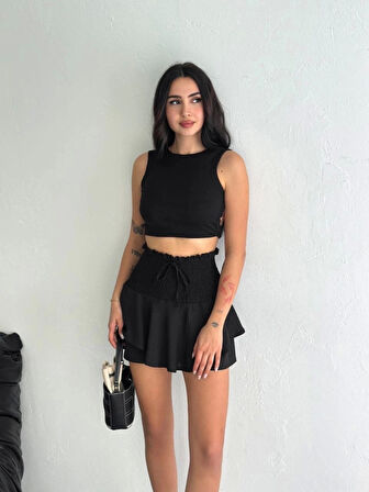 Ayrobin Şortlu Etek - Siyah