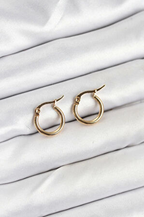 316L Çelik Gold Renk 12 mm Halka Kadın Küpe