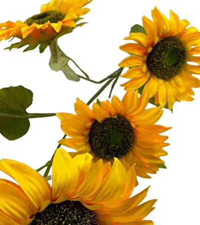 Yapay Çiçek Ayçiçeği Sarı Sunflower Dekoratif Çiçek 105cm Dev Ay Çiçeği 5 Kafalı