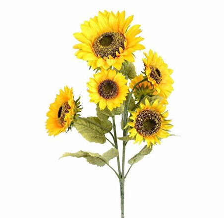 Yapay Çiçek Ayçiçeği Sarı Sunflower Dekoratif Çiçek 105cm Dev Ay Çiçeği 5 Kafalı