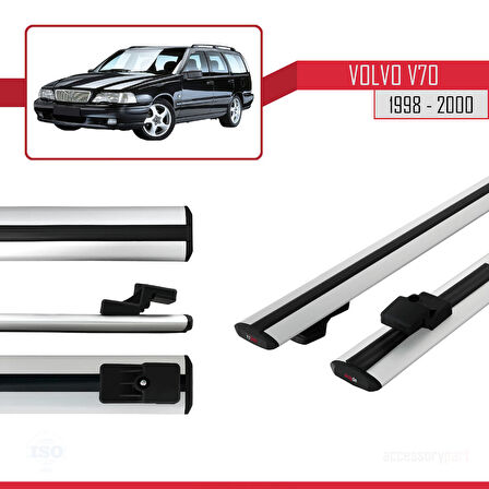 Volvo V70 1998-2000 Arası ile Uyumlu BASIC Model Ara Atkı Tavan Barı Gri 2 Adet