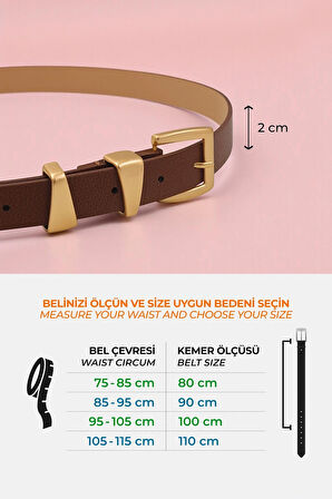 Asimetrik Gold Köprülü Kahve Kadın Kemer