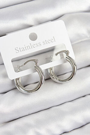 Pirinç Halka Model Gümüş Renk Kadın Küpe