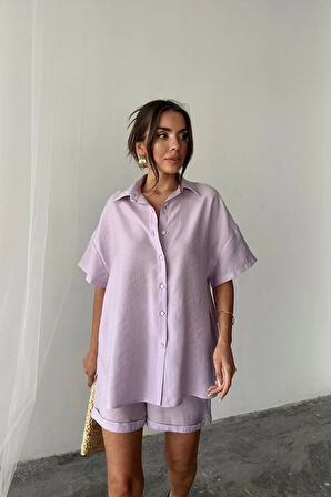 GÖMLEK - ŞORT TAKIM - Lila