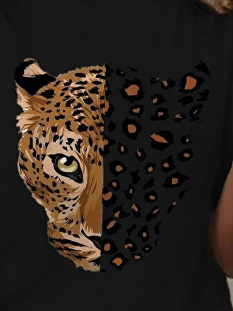 Kadın Kısa Kollu Bisiklet Yaka Desenli Viskon Bluz