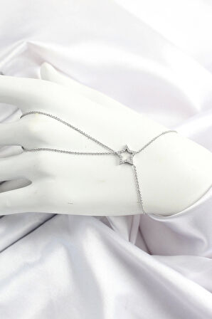 Pirinç Gümüş Renk Zirkon Taşlı Yıldız Model Şahmeran