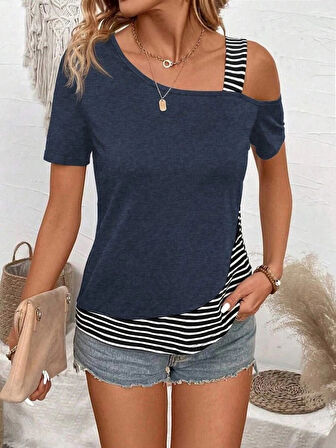 Kadın Kısa Kollu Omuzdan Askılı Viskon Bluz