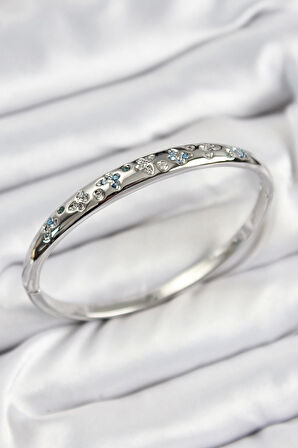 Pirinç Zirkon Taşlı Kelebek Model Gümüş Renk Kadın Kelepçe