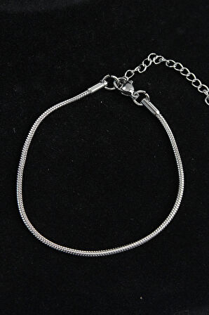 316L Çelik Oval İtalyan Model Gümüş Renk Erkek Bileklik