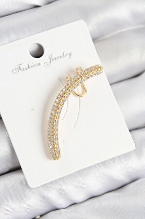 Pirinç Zirkon Taşlı Model Gold Renk Sağ Kıkırdak Küpe