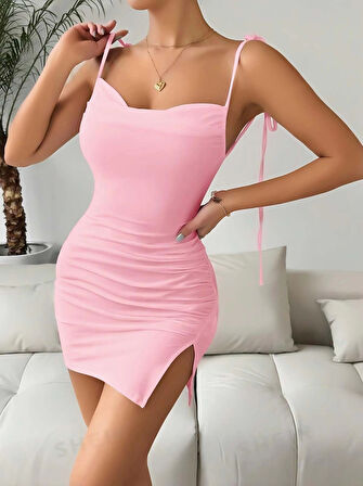 Pembe Fantezi Clup Elbisesi 5034