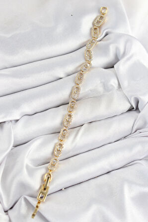 Pirinç Zirkon Taşlı Messika Model Gold Renk VIP Seri Kadın Bileklik