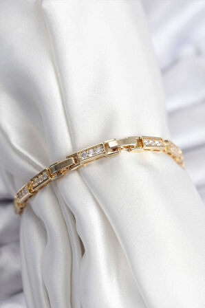 Pirinç VIP Seri Gold Renk Parçalı Model Kadın Bileklik