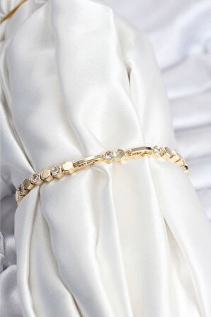 Pirinç VIP Seri Gold Renk Petek Model Kadın Bileklik