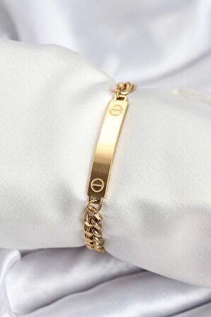 316L Çelik Gold Renk Yazı Yazmaya Uygun Kadın Bileklik