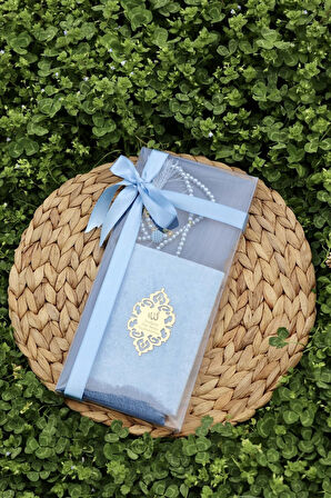 20 Adet Eşarplı Yasin Hediyelik Mevlid Seti Y201 Mavi