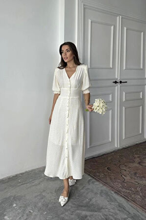 Sarı Arka Ve Bel Ucu Gipeli Elbise