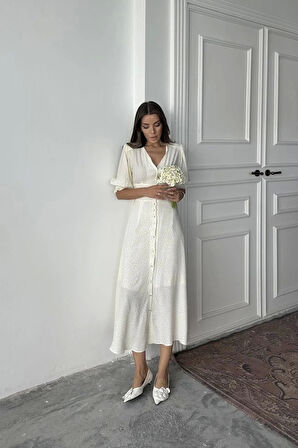 Sarı Arka Ve Bel Ucu Gipeli Elbise