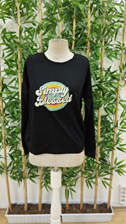 Kadın Uzun Kollu Bisiklet Yaka Viskon Iki Iplik Bluz