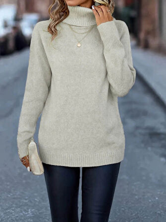 Kadın Uzun Kollu Balıkçı Yaka Triko Bluz