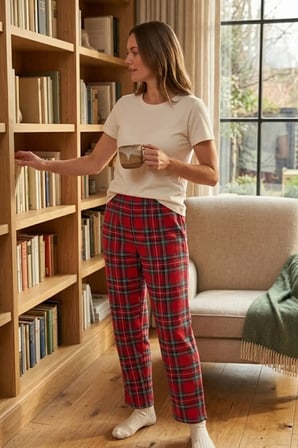 Kadın Lastikli Bel Pamuklu Pijama Altı Soft Örme Mevsimlik Ev Pantolonu