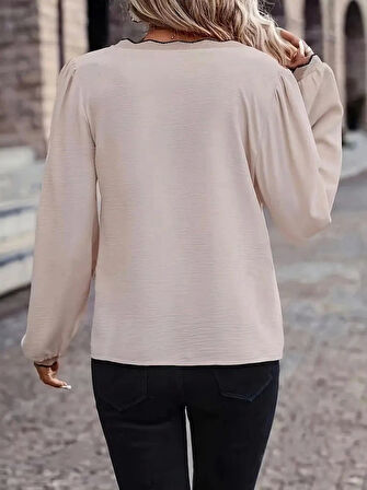 Kadın Uzun Kollu V Yakalı Aerobin Bluz