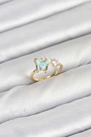 Pirinç Gold Renk Kelebek Model Kadın Yüzük