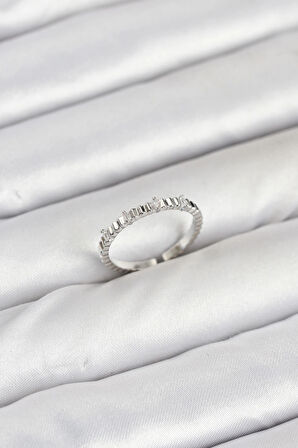 Pirinç Gümüş Renk Lazer Kesim Kadın Yüzük