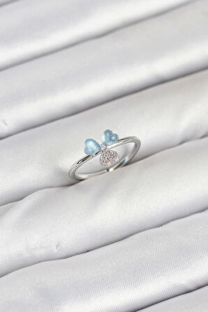 Pirinç Gümüş Renk Yonca Model Kadın Yüzük