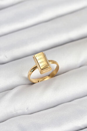 Pirinç Gold Renk Külçe Altın Model Kadın Yüzük